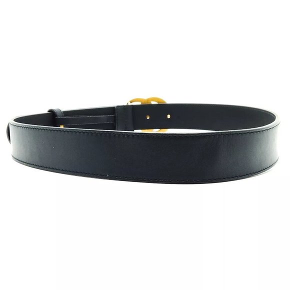 100% Authentic Gucci Belt Black Gold Leather - Picture 3 of 9